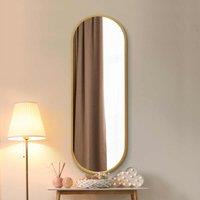 MirrorOutlet Vultus Gold Metal Framed Double Arched Wall Mirror 63inch X 22inch 160cm X 55cm , Gold