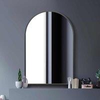 MirrorOutlet Arcus Black Metal Framed Arched Wall Mirror 47inch X 31inch 120cm X 80cm , Black