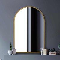 MirrorOutlet Arcus Gold Metal Framed Arched Wall Mirror 47inch X 31inch 120cm X 80cm , Gold