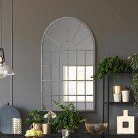MirrorOutlet Dorset - Off White Metal Framed Arched Window Wall Mirror 31inch X 20inch 79cm X 51cm , White