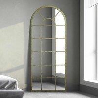 MirrorOutlet Dorset - Green Country Metal Framed Arched Leaner Wall Mirror 62inch X 26inch 159cm X 66cm , Green
