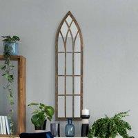 MirrorOutlet Dorset - Rustic Framed Arched Leaner Wall Mirror 39inch X 9.5inch 100cm X 24cm , Brown