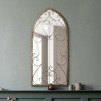 MirrorOutlet Kirkby - Rustic Metal Arched Decorative Wall Or Leaner Mirror 39inch X 20inch 100cm X 50cm , Green