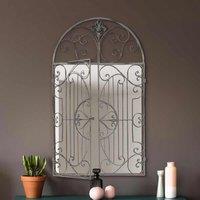 MirrorOutlet Kirkby - Rustic White Metal Framed Arched Wall Mirror. Closed Doors 40inch X 24inch 102cm X 61cm ., Multi