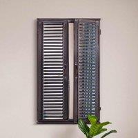 MirrorOutlet Kirkby - Dark Metal Rustic Framed Rectangle Wall Mirror With Opening Doors 36inch X 24inch 90cm X 60cm ., Brown