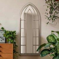 MirrorOutlet Somerley - Rustic Framed Arched Gothic Window Style Leaner Wall Mirror 59inch X 24inch 149cm X 61cm , Brown