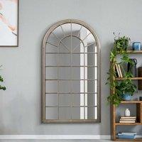MirrorOutlet Somerley - Extra Large Country Rustic Framed Arched Leaner Metal Wall Mirror 63inch X 36inch 160cm X 91cm Stone Colour, Cream