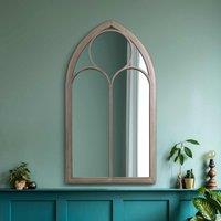 MirrorOutlet Somerley - Rustic Metal Chapel Arched Decorative Wall Or Leaner Mirror Stone Colour 44inch X 24inch 111cm X 61cm , Cream