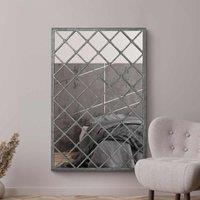 MirrorOutlet Kirkby - Decorative Green Country Lattice Metal Framed Wall Mirror 48inch X 32inch 122cm X 81cm , Green