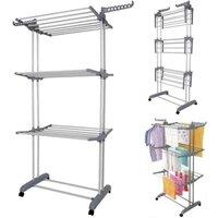 Groundlevel 3 Tier Foldable Clothes Airer On Wheels, White