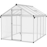 Outsunny 8x6ft Aluminium Greenhouse with Door Window Galvanised Base PC Panel, Clear