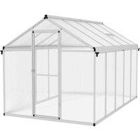 Outsunny 10x6ft Aluminium Greenhouse with Door Window Galvanised Base PC Panel, Clear
