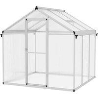 Outsunny 6x6ft Aluminium Greenhouse with Door Window Galvanised PC Panel, Clear