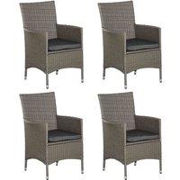 Outsunny 4PC Outdoor Rattan Armchair Wicker Dining Chair Set for Garden Grey, Grey