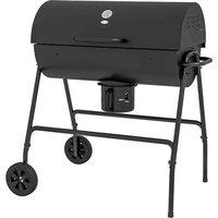 Outsunny Barrel Charcoal Barbecue BBQ Grill Trolley with Ash Catcher Thermometer, Black