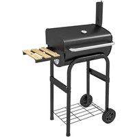 Outsunny Charcoal Barbecue BBQ Grill Trolley with Shelves, Lid and Thermometer, Black