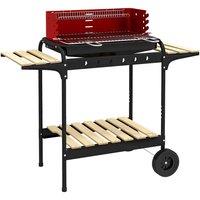 Outsunny Charcoal Barbecue BBQ Grill Trolley with 5-level Grill Height Ash Catcher, Red