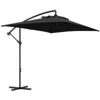 Outsunny 3 m Cantilever Parasol with Cross Base, Crank Handle, 6 Ribs, Black