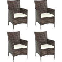 Outsunny 4 PC Outdoor Rattan Armchair Wicker Dining Chair Set for Garden Brown, Brown