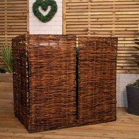 Samuel Alexander 1.16m x 2.80m Double Garden Patio Willow Wheelie Bin Screen Hideaway, Brown
