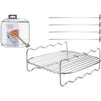 B & Co B & Co Air Fryer Rack With 4 Skewers Square, Silver