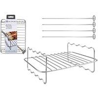 B & Co B & Co Air Fryer Rack With 4 Skewers Rectangle, Silver