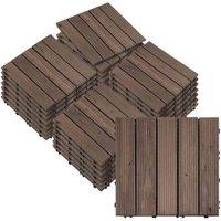 Outsunny 27pc Floor Tiles Interlocking Solid Wood DIY Deck Tiles Outdoor Black, Black