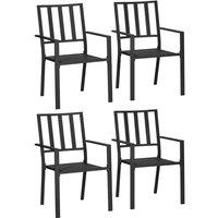 Outsunny 4 PCs Stackable Outdoor Garden Chairs with Metal Slatted Design, Black, Black