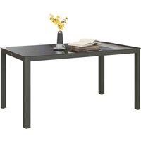 Outsunny Outdoor Dining Table for 6 with Glass Top, Aluminium Frame, Grey, Grey