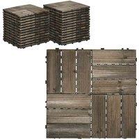 Outsunny 27 Pcs Wooden Decking Tiles, 30x30cm Decking Boards, 2.5?, Grey, Grey