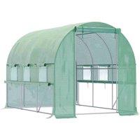Outsunny 3 x 2 x 2m Polytunnel Green House w/ UV-resistant PE Cover, Green, Green