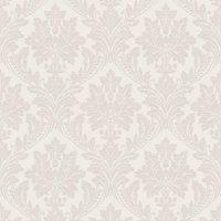 Grandeco Pattano Classical Luxury Damask Taupe Wallpaper 10m x 53cm, Cream