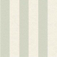 Grandeco Classic Wide Textured Stripe Wallpaper 10m x 53cm Green Cream, Green