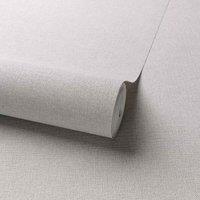 Grandeco Panama Plain Textured Linen Fabric Wallpaper 10m x 53cm Light Grey