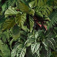 Grandeco Living Wall Tropical Fern Foliage Biophilic Textured Wallpaper 10m x 53cm Green, Green