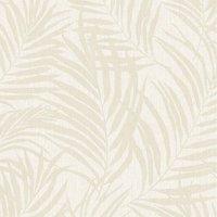 Grandeco Maui Palm Frond Leaf Textured Wallpaper 10m x 53cm Neutral, Brown