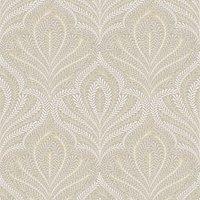 Grandeco Margot Ornamental Filigree Metallic Damask Textured Wallpaper 10m x 53cm Neutral, Cream