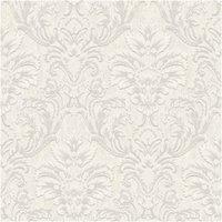 Grandeco Atessa Luxury Embossed Damask Ivory Wallpaper 10m x 53cm, Cream