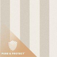 Grandeco Boutique Pure & Protect Stratus Stripe Linen Textured Antibacterial Wallpaper 10m x 53cm Ecru, Cream