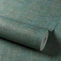 Grandeco Boutique Collection Altink Plain Teal Metallic Textured Emboss Wallpaper 10m x 53cm