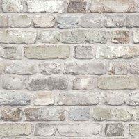 Grandeco Industrial Rustic Neutral Brick Textured Wallpaper 10m x 53cm, Multi