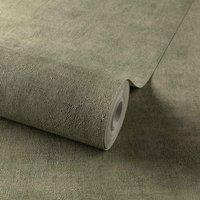 Grandeco Annabella Distressed Plaster Textured Wallpaper 10m x 53cm Deep Sage Green, Green