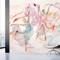 Grandeco Ballet Dancers 7 Lane Wallpaper Mural 2.8 x 3.71m Pink, Pink