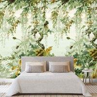 Grandeco Naive Watercolour Jungle Green Repeatable Wallpaper Mural 159 x 280cm, Green