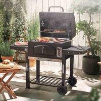 VonHaus Portable Charcoal BBQ w/ Side Tables/Temp Gauge, Black
