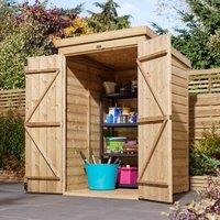 Rowlinson 4x4 Shiplap Pent Shed Double Door, Brown