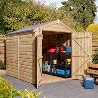Rowlinson 8x6 Shiplap Apex Shed Double Door, Brown