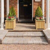 Rowlinson Heritage Square Planter 40cm - 2 Pack, Brown