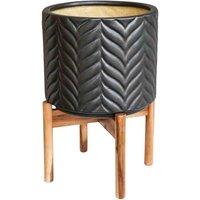 Ivyline Aspen Chevron Mercury Planter H40Cm D28Cm, Grey