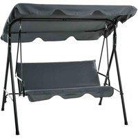Outsunny 3 Seat Metal Hammock Swing Chair - Grey, Grey
